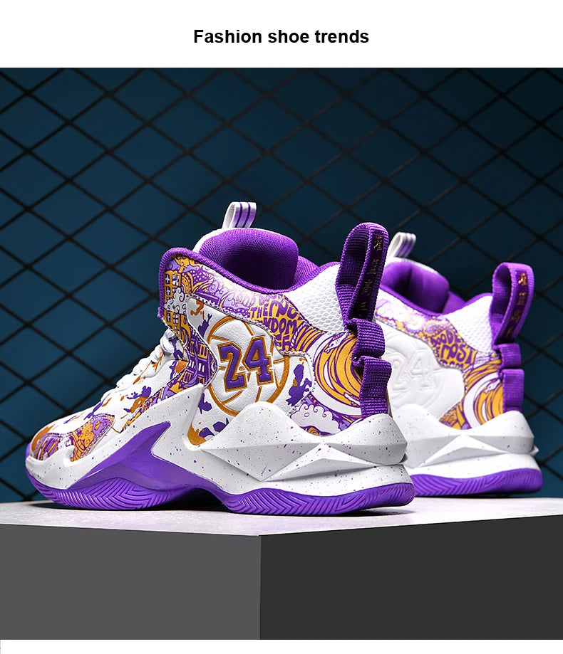 Basketball Shoes No-Slip Breathable Outdoor Shoes Fashion Graffiti Training Shoes