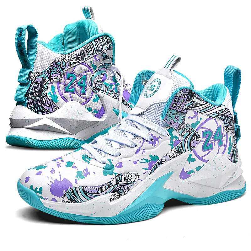 Basketball Shoes No-Slip Breathable Outdoor Shoes Fashion Graffiti Training Shoes