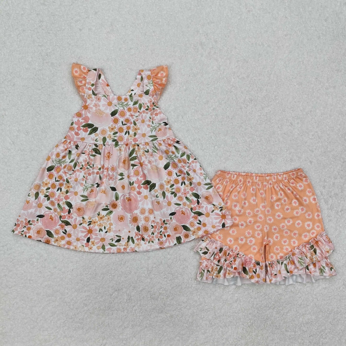 3.20 y NEW stock Baby Girls Summer Clothing Wholesale Boutique Embroidery MAMA'S GIRL Flower Pattern Pink Shorts set