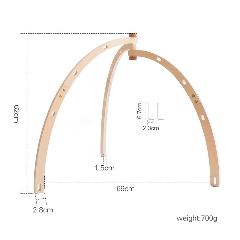 Baby Montessori Wooden Gym Frame Rattle Toys Newborn Mobile Hanging Sensory Toys Foldable Play Gym Frame Kid Holder Bracket Gift