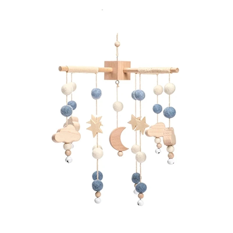 Baby Rattle Toy Bed Bell Bracket Wooden Mobile 0-12 Months Newborn Crochet Bed Bell Hanging Toys Holder Bracket Infant Crib Gift