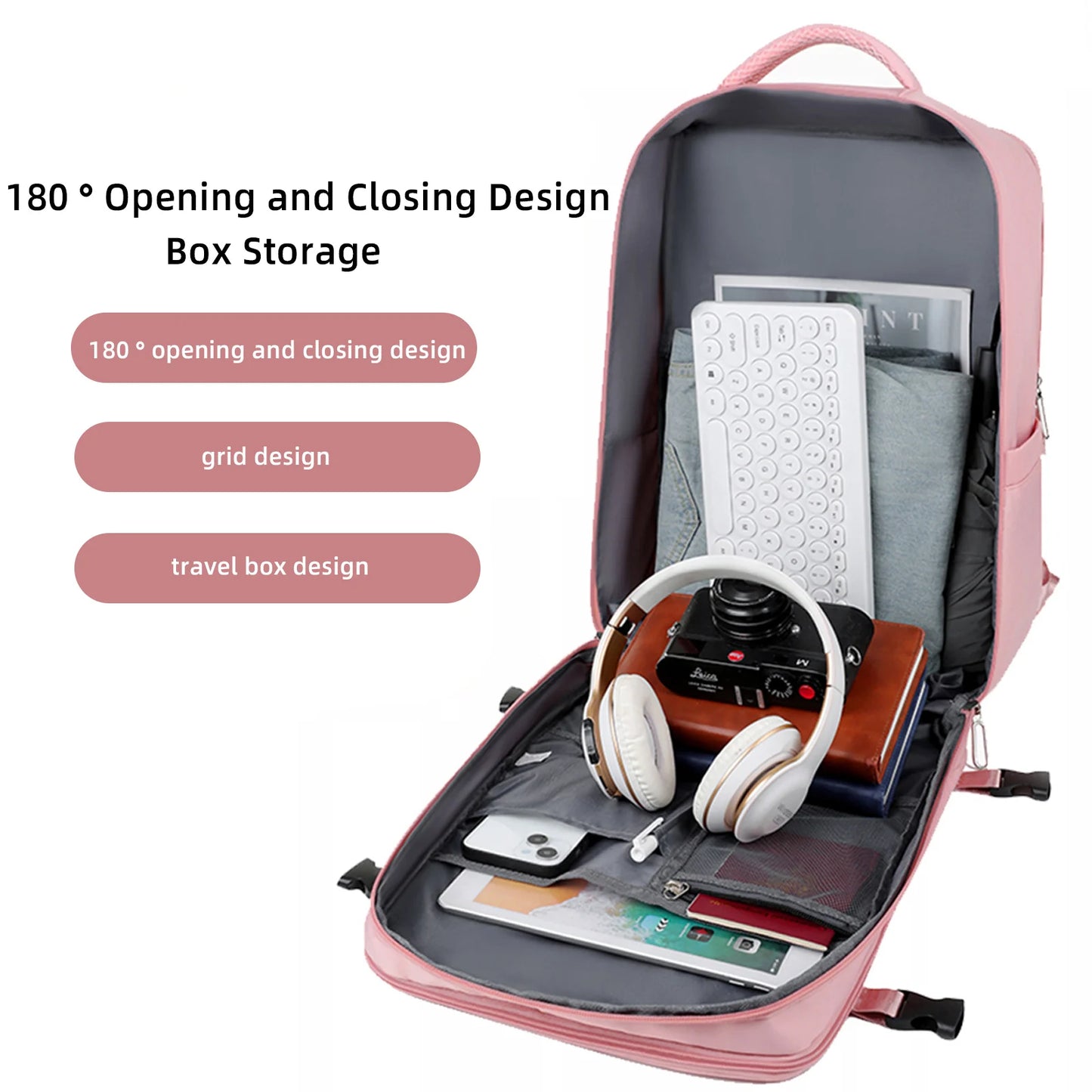 Large Capacity Backpack Carry On Luggage Travel Bags with USB Charging Port Waterproof Laptop Bag for Outdoor Hiking Climbing