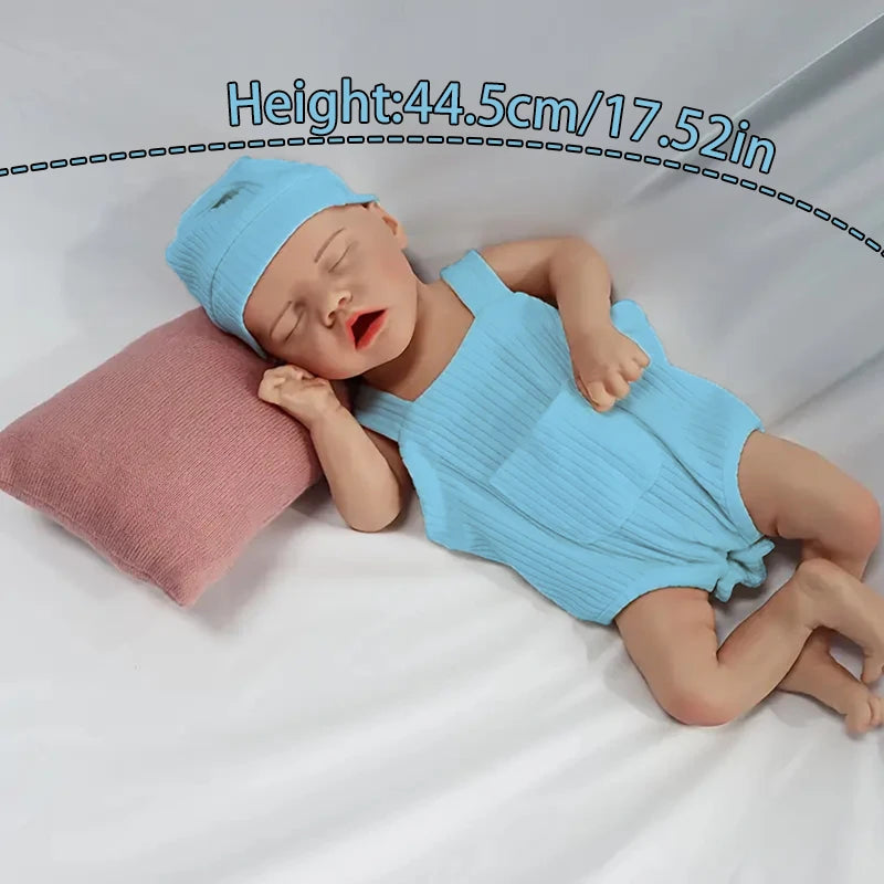 17.52" Platinum Solid Silicone Newborn Baby Boy/Girl LouLou Floppy Handmade Washable Reborn Doll 5.7lb Kids Toy Birthday Gift