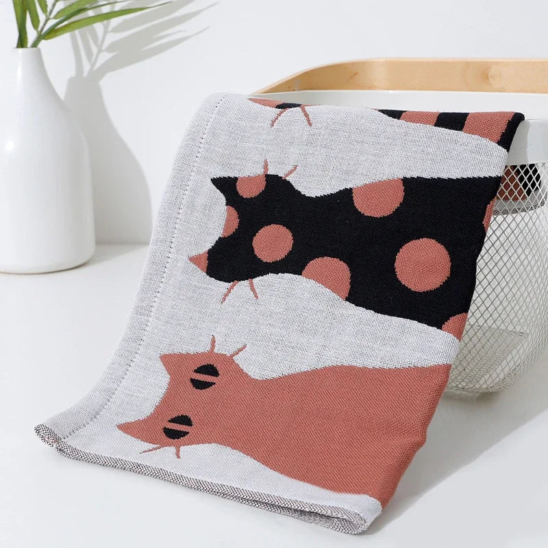 1PC 34*40cm Three-layer Soft Baby Cotton Bath Towel Fabric Jacquard Cartoon Cat Bear Hanging Towels Square Face Hand Gauze Towel