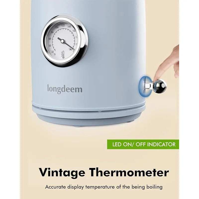 1L Small Electric Kettles Stainless Steel, Portable Travel Mini Hot Water Boiler Heater, Cool Touch Teapot, Auto Shut-Off, Blue