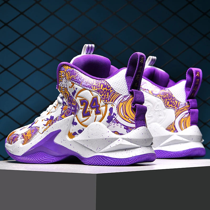 Basketball Shoes No-Slip Breathable Outdoor Shoes Fashion Graffiti Training Shoes