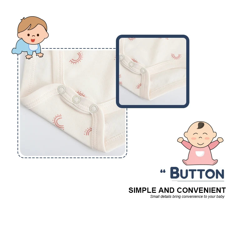 Kiddiezoom 5 Piece Fashion Cartoon Boys and Girls Bodysuits 100% Cotton Soft Newborn Bodysuit Set Summer