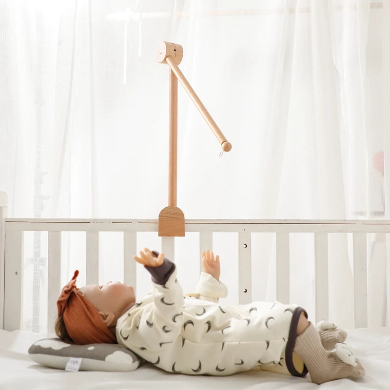 Baby Montessori Wooden Gym Frame Rattle Toys Newborn Mobile Hanging Sensory Toys Foldable Play Gym Frame Kid Holder Bracket Gift
