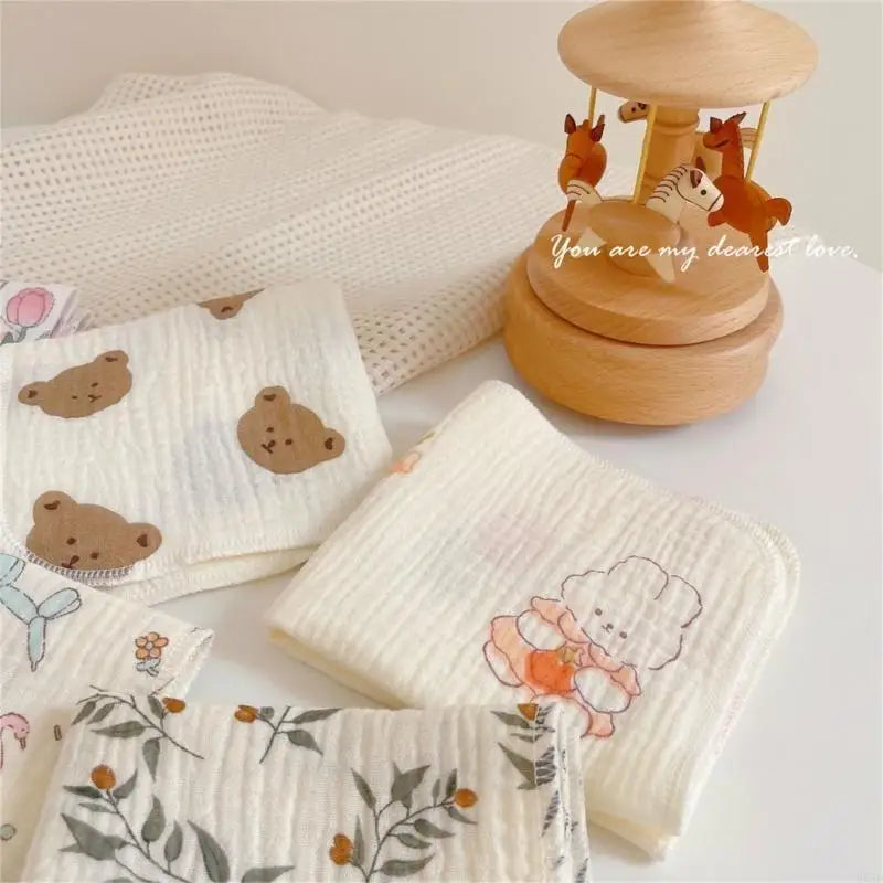 Newborn Burp Cloths Breathable 4-Layer Muslin Square Rags- Baby Washcloths Towel
