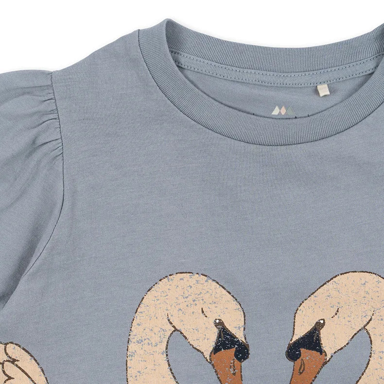 2025 Summer KS Children's Clothing Baby Girls Cartoon Swan Short Sleeve T Shirts Suits Boys Gorilla Bottom T-shirt Kids Home Set