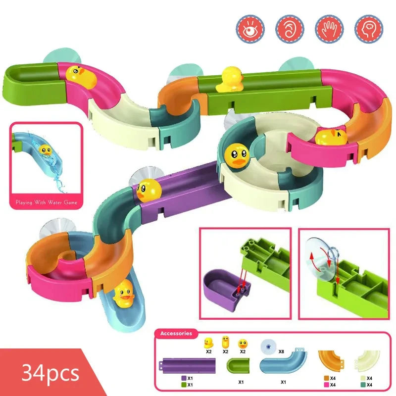 Children DIY Assembling Track Slide Suction Cup Toys Children Bath Tub Shower Wall  Delight Game Assembling Track Suction Toys