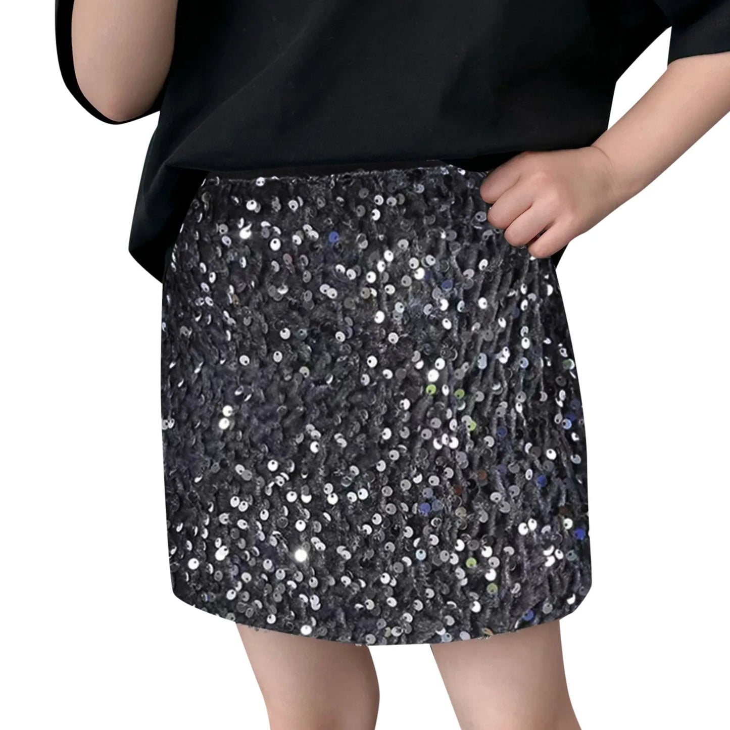 Pleated Skirt Dinosaur Sparkly Sequin Skirt For Girls Toddler Kids Girl'S Elastic Waistband Skirts Girls Long Pleated Skirt