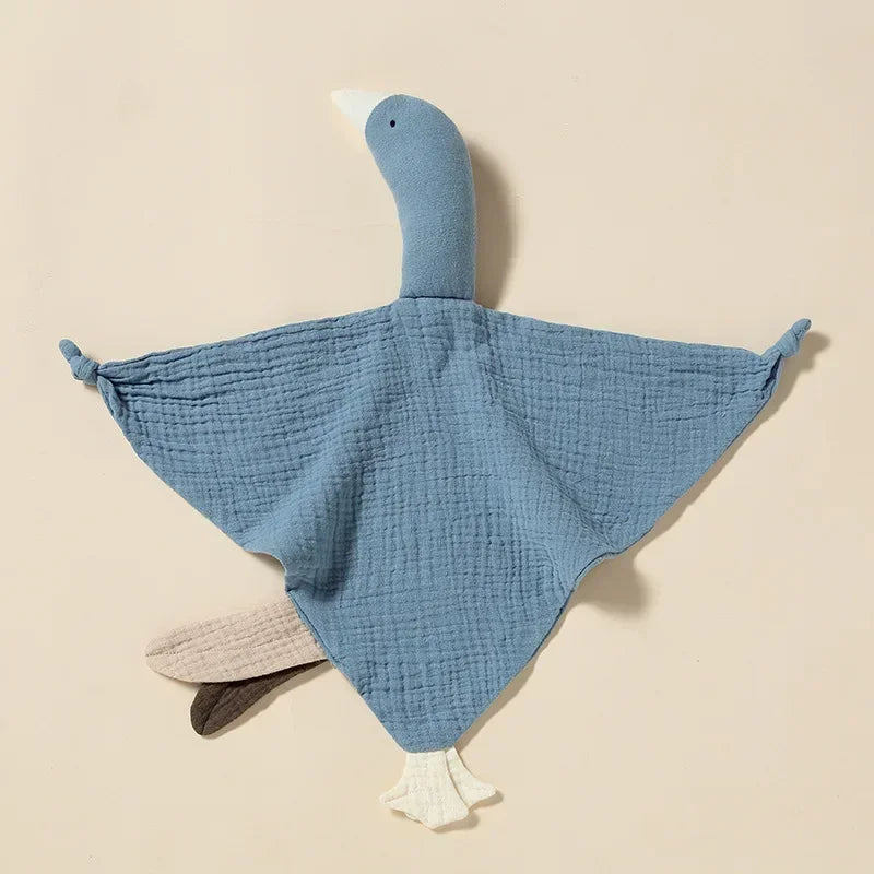 Pure Cotton Muslin Baby Bib Cute Goose Sleeping Dolls Newborn Saliva Towel Soothe Appease Towel Toddlers Burp Cloth Handkerchief