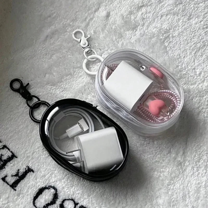 Transparent Travel Cable Organizer - Portable Charger Case with Accessories Storage Bag for Home/Office Ideal for as a pendant.