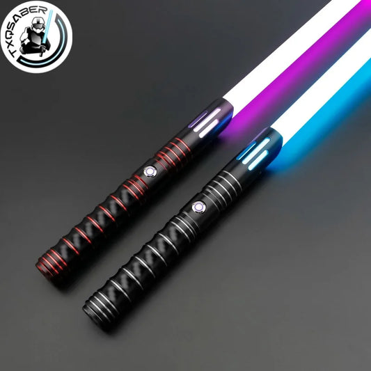 TXQSABER RGB Lightssaber Metal Hilt 12 Color Changing and Sounfonts FOC Lock Up Light Saber Cosplay Toys Blaster Laser Swords