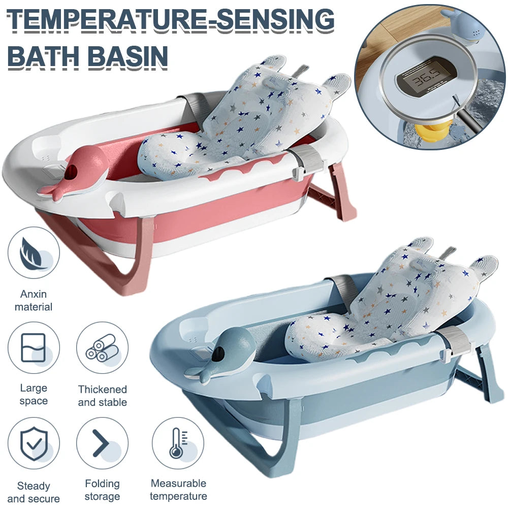 Foldable Baby Bathtub, Safe and Portable Bathing Solution for Infants and Toddlers, Suitable for 6-12 Months, Easy