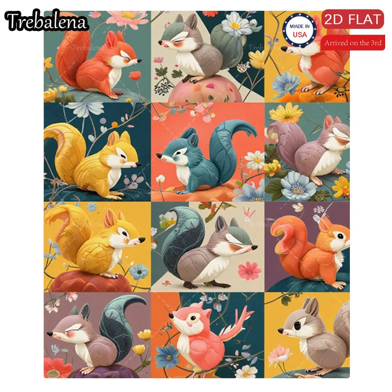 Flannel Blanket-Soft Lightweight All-season Adorable Squirrel Print Soft Baby Blanket for Boys Girls Newborns