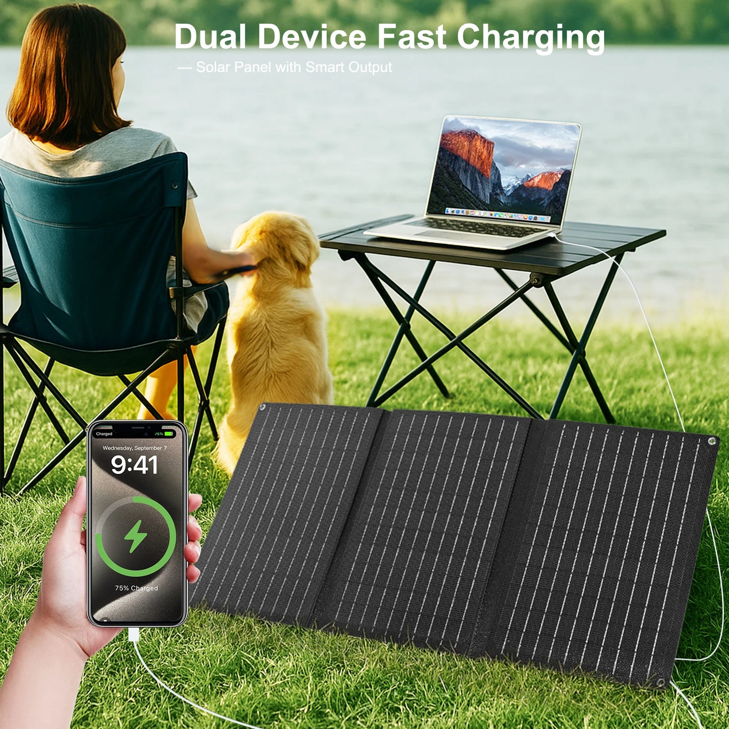30w 40w Portable Solar Panel 18V Camping Foldable Flexible Monocrystalline Solar Cell Charger for House Camper Travel