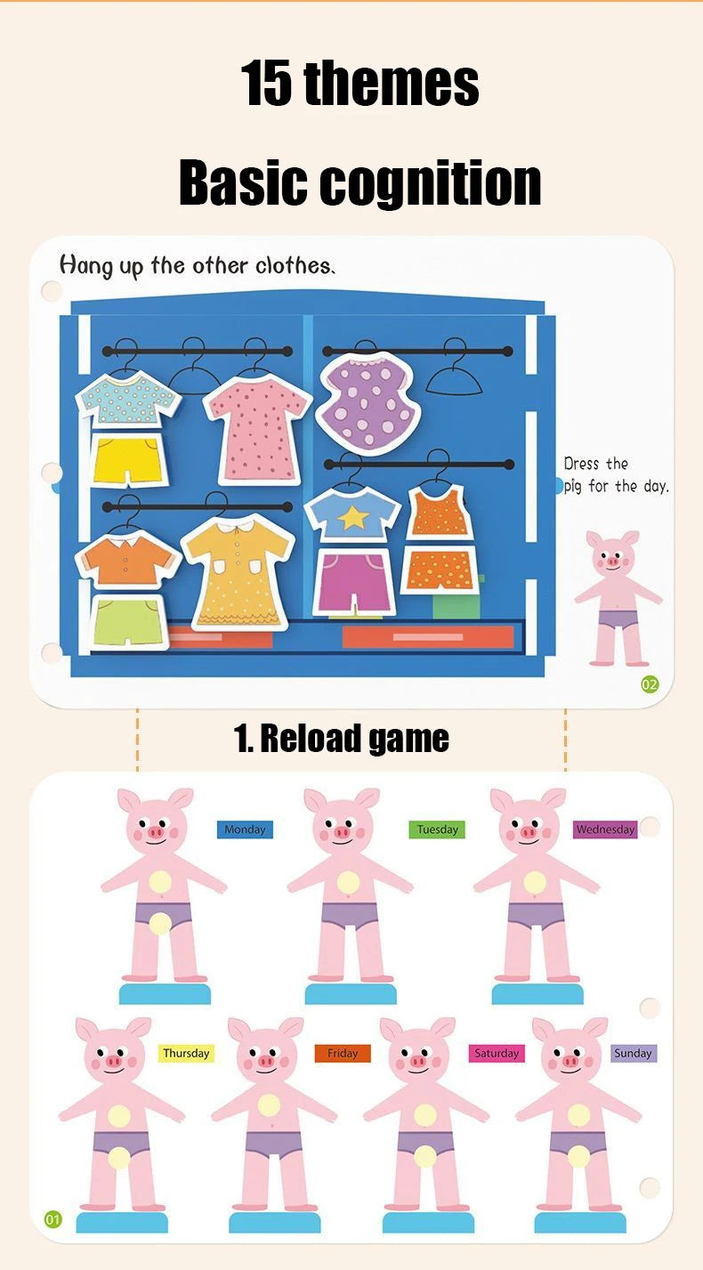 Montessori Paste Quiet Book Children Toy Paste My First Busy Kids Book Animal Number Matching Puzzle Game Educational Toy libros