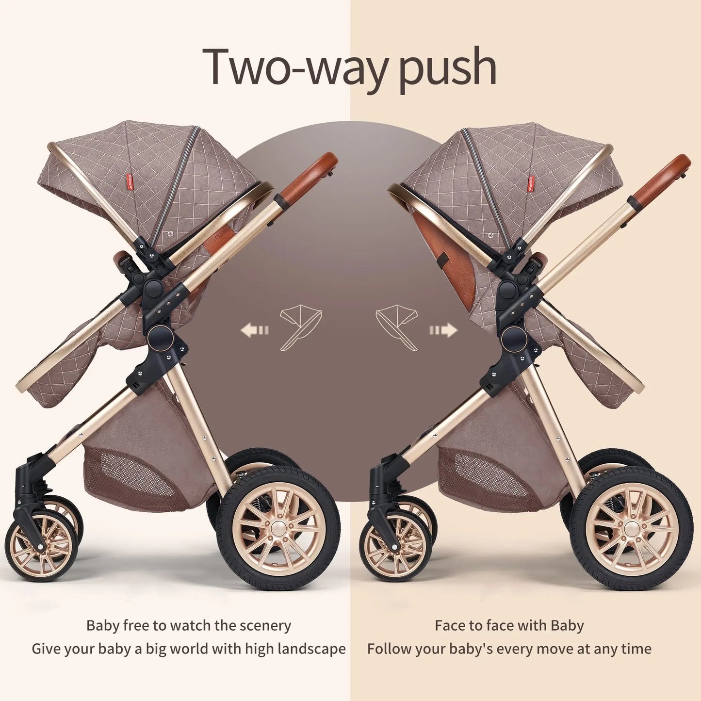 2 In 1 Baby Cradle Stroller, Convertible Foldable Standard Stroller, Double-sided Stroller Stroller, Portable High View Stroller