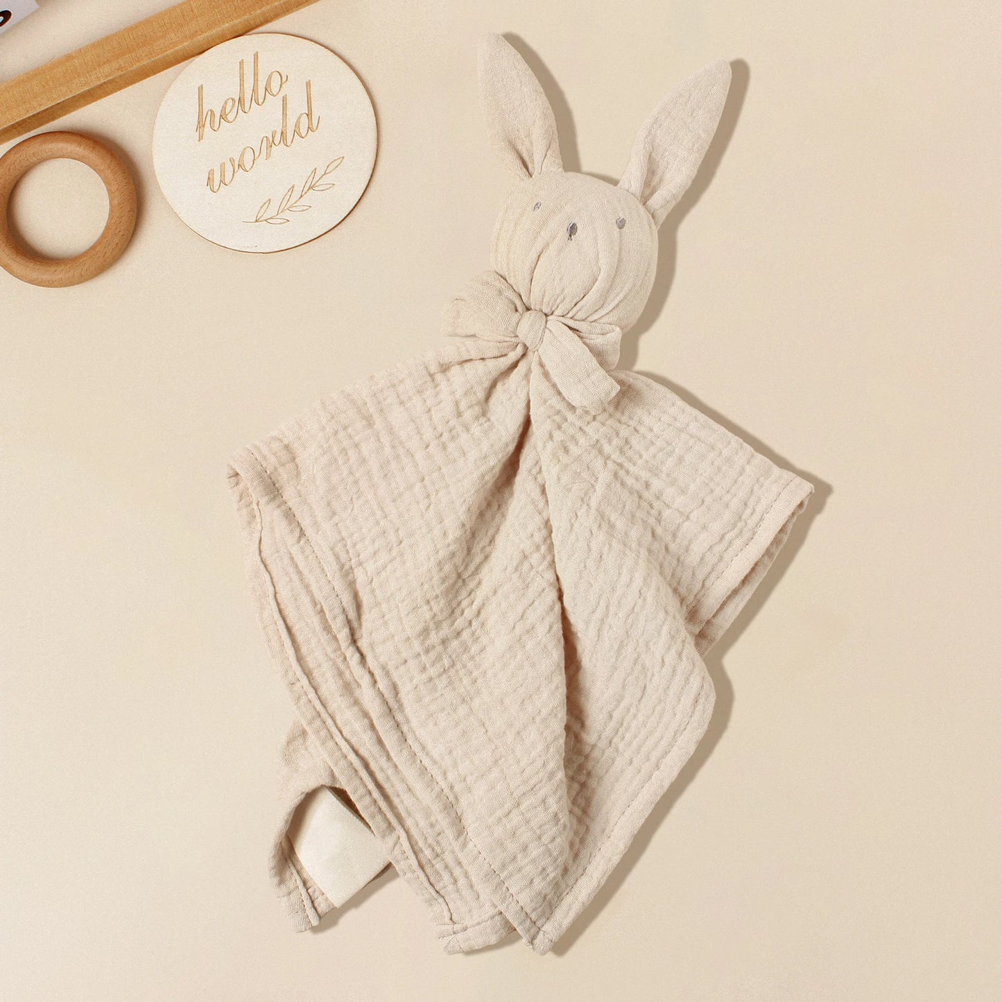 Baby  Rabbit Square Comforter Towel Elegant Bow Decor Rabbit Square Blanket For Kids Cute Embroidery Infant Saliva Towel