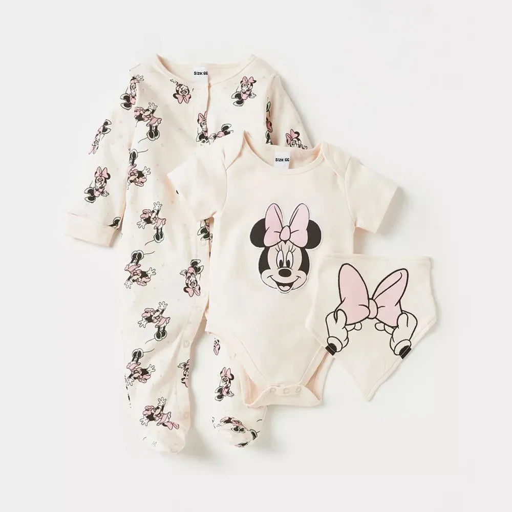 3Pcs 0-12M Newborn Clothes Baby Gifts Cute Hello kitty My melody Minnie Mouse Printed Rompers Spring Summer Infant Jumpsuits