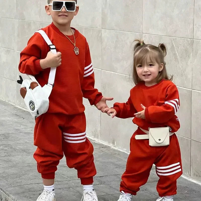Toddler Children's Clothing Hooded Pants Set Boys and Girls Baby Clothing Sweatshirt Children's Fashion Pullover Set 2024