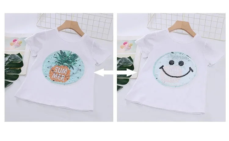 2025 New Unicorn Kids T-shirt Short sleeves Children Cotton Summer Baby Girls Tee Party Princess Girl Clothes Costumes 3-8Y
