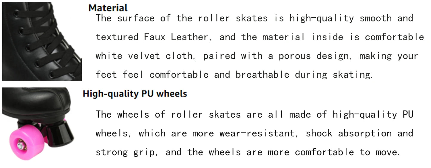 PU Leather Roller Skates Skating Shoes Sliding Inline Quad Skates Sneakers Training Europe Size 4 Wheels Flash Roller Skate