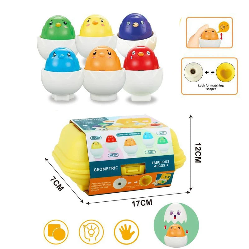 6/12PCS Montessori Smart Eggs In Cup Education Early Learning Geometric Shape Math Alphabet Puzzle Sorter Game Baby Toy Children