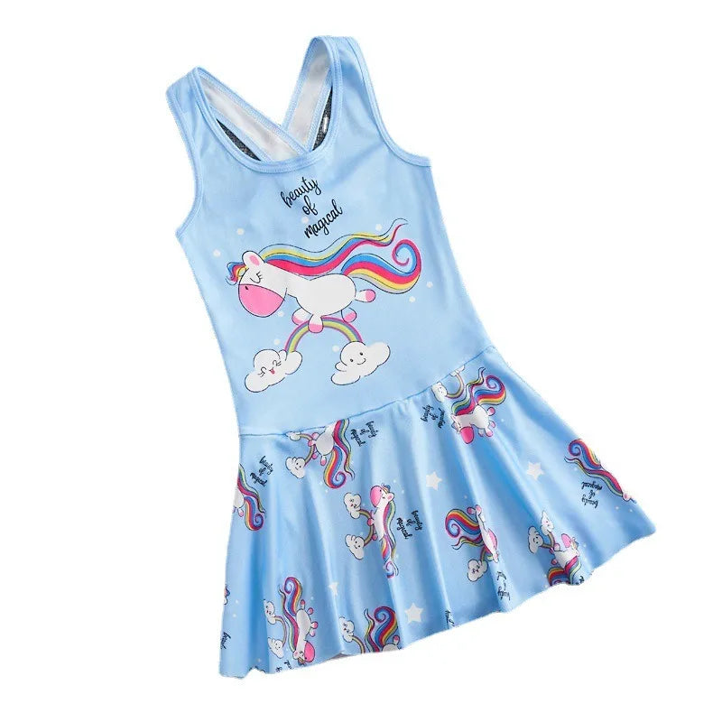 2-13 years Disney Frozen  Elsa Girls Clothes Swimsuit Swimsuit Fashion Kids Swimwear Dress And Hat For Children Unicorn