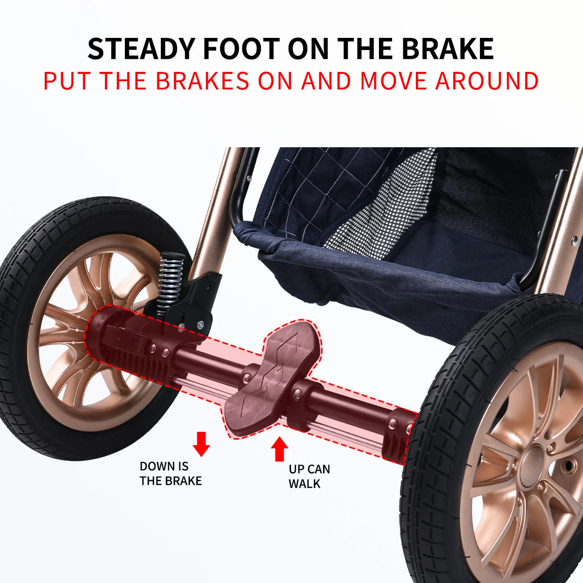 Foldable baby stroller with shock absorption function, an outdoor stroller that can be pushed in both directions