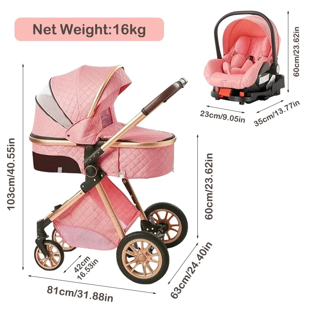 2 In 1 Baby Cradle Stroller, Convertible Foldable Standard Stroller, Double-sided Stroller Stroller, Portable High View Stroller