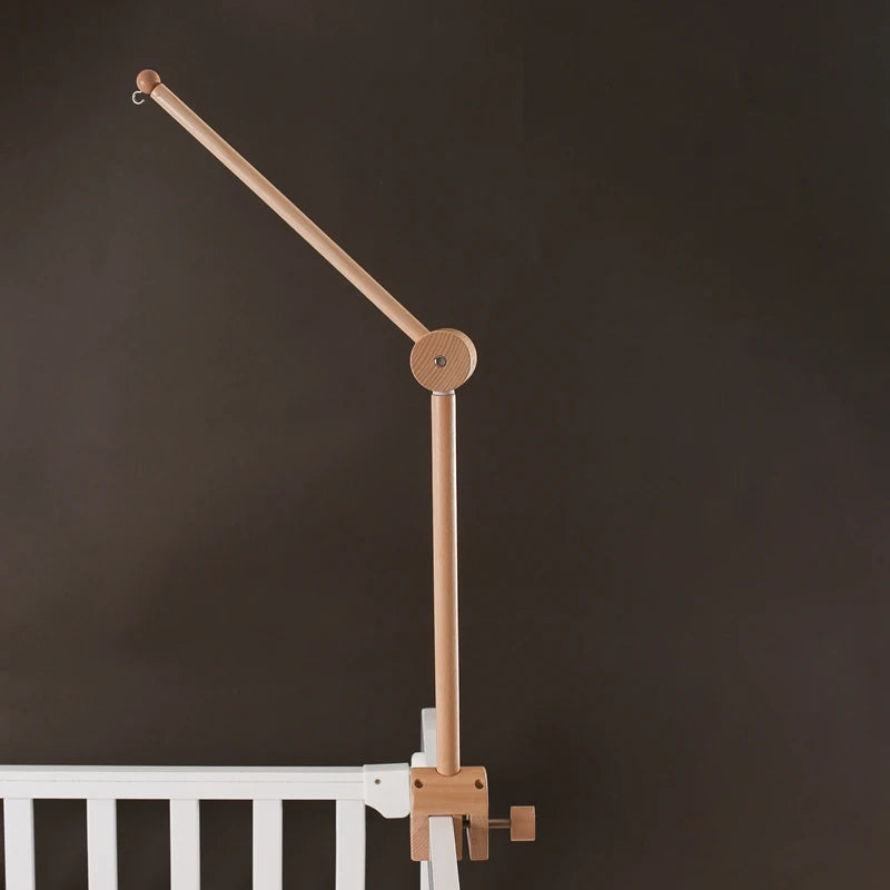 Baby Wooden Bed Bell Bend Bracket Mobile Hanging Rattles Toys Newborn Music Box Holder Bracket Infant Crib Toy Arm Bracket Gifts