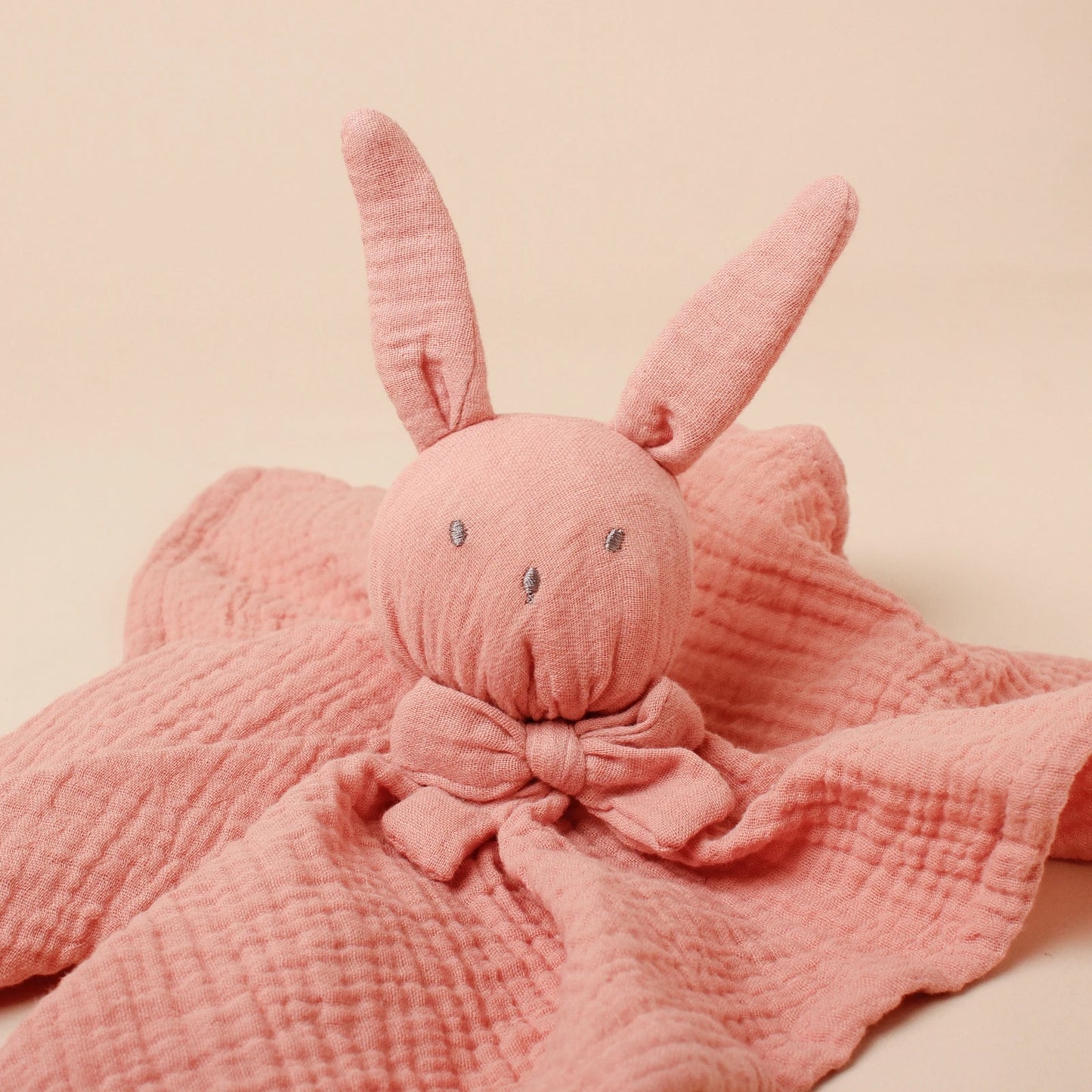 Baby  Rabbit Square Comforter Towel Elegant Bow Decor Rabbit Square Blanket For Kids Cute Embroidery Infant Saliva Towel