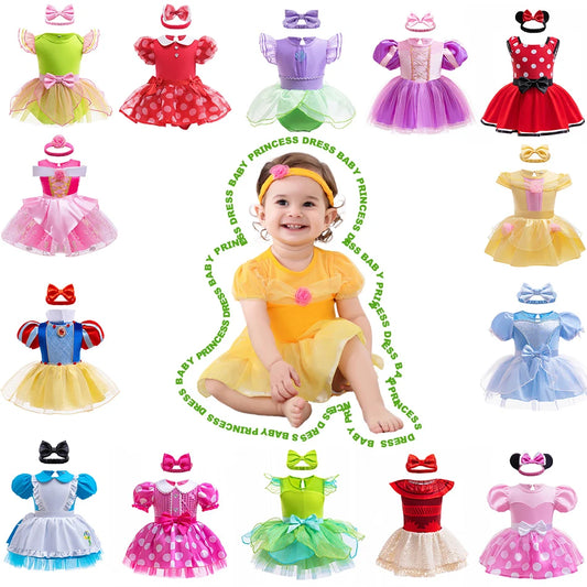 Little Girl Crawling Clothes Disney Movie Princess Role-playing Costume Baby Cute Cotton Jumpsuit Toddlers Birthday Dress