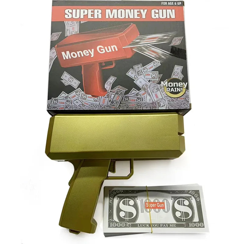 Novel Money Spray Gun Toy For Parties Weddings Gold Dollar Bill Shooter Fun Interactive Game Showers Of Cash