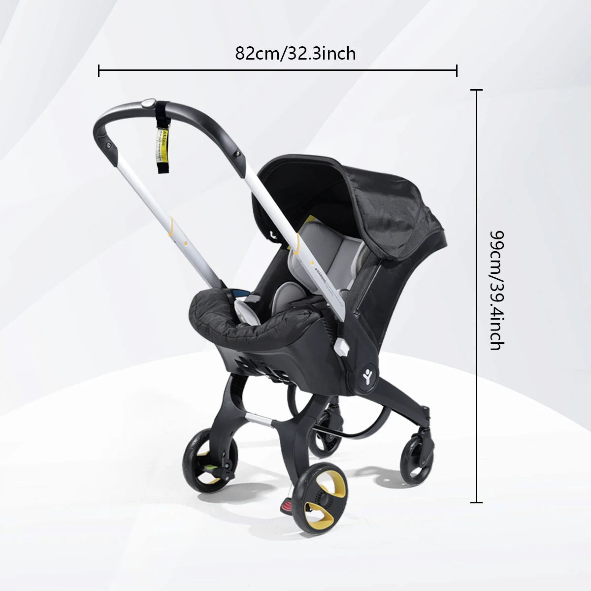 Portable, lightweight and folding baby stroller, metal frame,  can be pushed in both directions, comes with sunshade