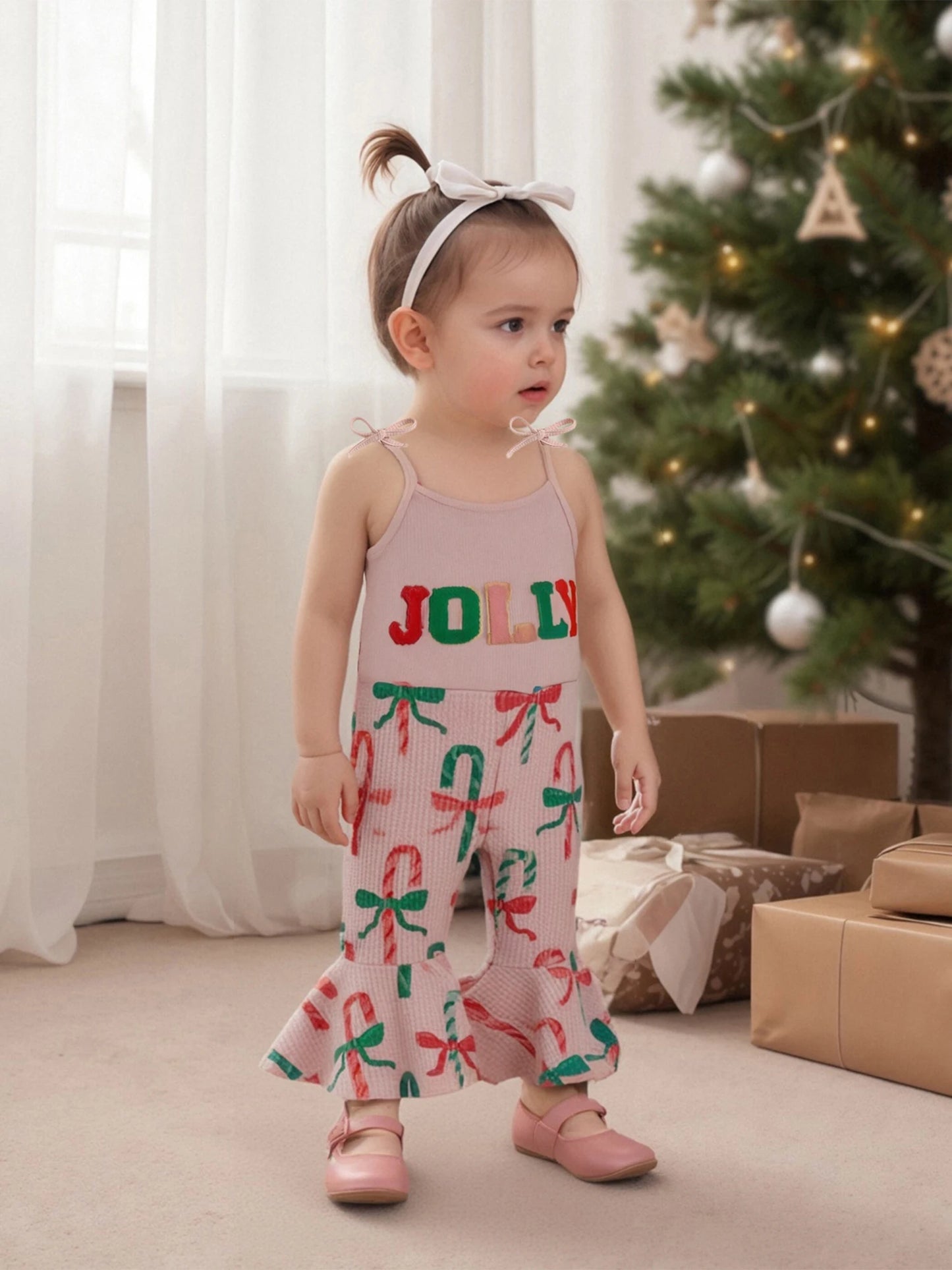 Summer Christmas Kids Baby Girls Overalls Romper Print Letter Embroidery Sleeveless Jumpsuit Xmas Clothes