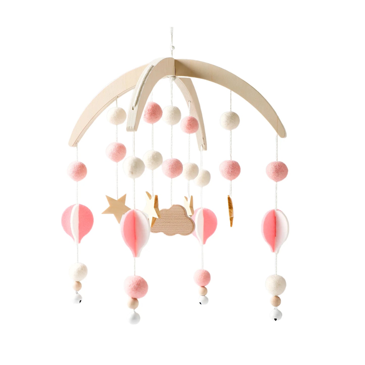 Baby Rattle Toy Bed Bell Bracket Wooden Mobile 0-12 Months Newborn Crochet Bed Bell Hanging Toys Holder Bracket Infant Crib Gift