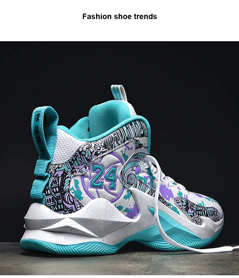 Basketball Shoes No-Slip Breathable Outdoor Shoes Fashion Graffiti Training Shoes