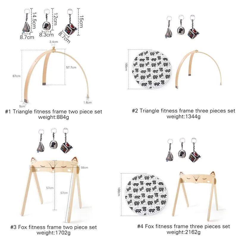 Baby Wooden Gym Frame Rocket Model Newborn Play Gym Activity Celestial Hanging Pendant Rattle For Baby Education Montessori Toys