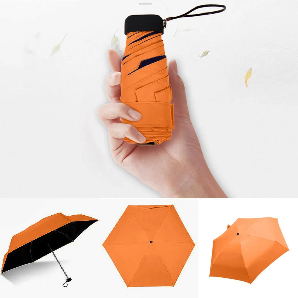 Mini Sun Umbrella Small Pocket Rain Travel Umbrella Vinyl Folding Umbrella UV Protection Sun Shade Pocket Parasol Capsule