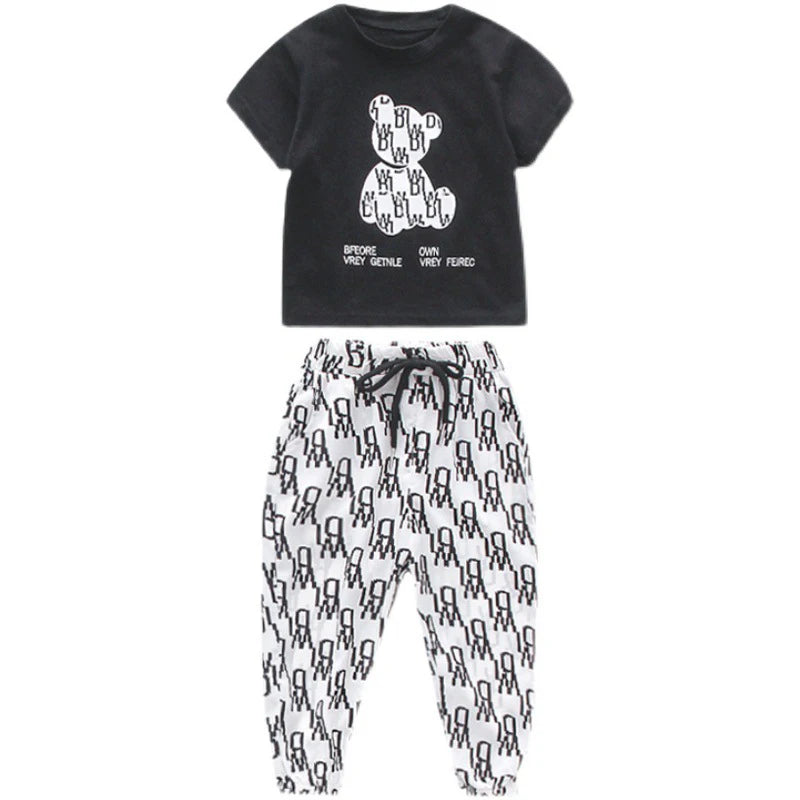 Kids Girls Clothing Sets Mother Kids Clothes Summer Children Clothings Cotton Toddlers Girl Short Sleeve Pants 2pcs Clothes Suit