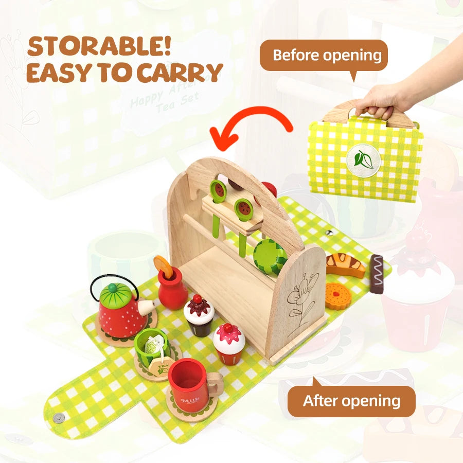 Wooden Afternoon Tea Children Educational Toys Montessori Toys Parent-Child Interaction Kitchen Simulation Games children Gifts
