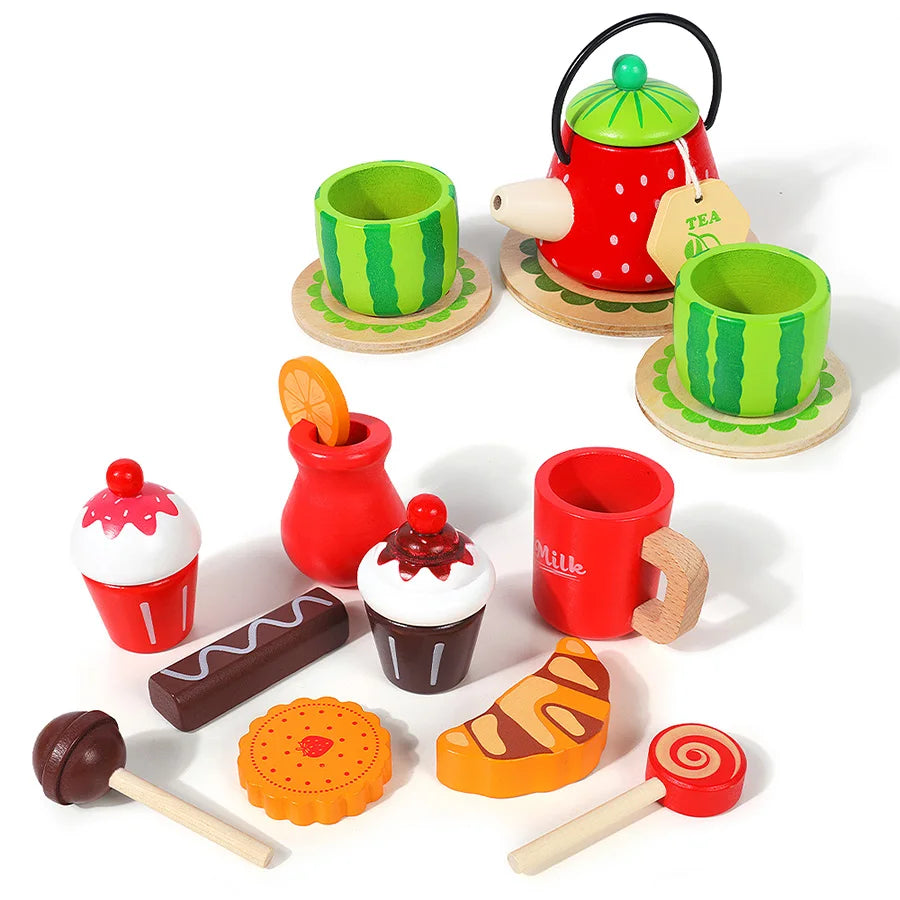Wooden Afternoon Tea Children Educational Toys Montessori Toys Parent-Child Interaction Kitchen Simulation Games children Gifts