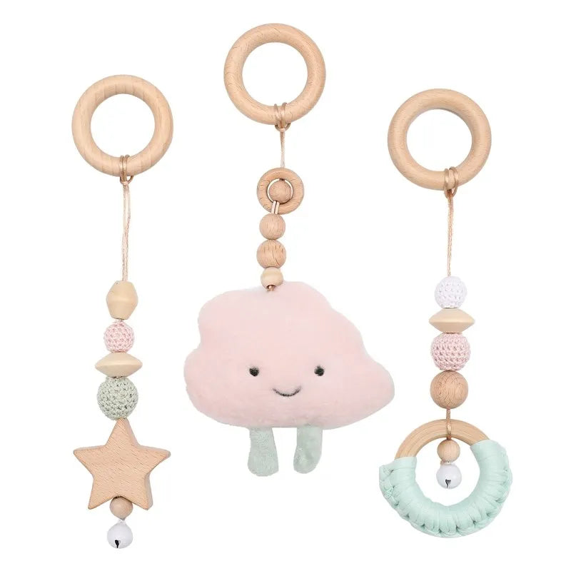 Baby Wooden Gym Frame Rocket Model Newborn Play Gym Activity Celestial Hanging Pendant Rattle For Baby Education Montessori Toys