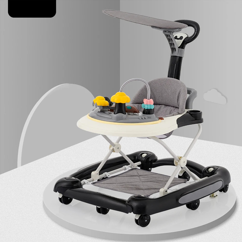 Foldable Baby Walkers With Universal Wheel Multifunction Anti-Roll Anti O-Leg Walker Handcart Learning Start Walker