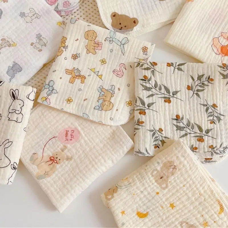 Newborn Burp Cloths Breathable 4-Layer Muslin Square Rags- Baby Washcloths Towel