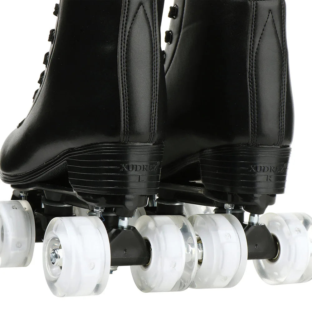 PU Leather Roller Skates Skating Shoes Sliding Inline Quad Skates Sneakers Training Europe Size 4 Wheels Flash Roller Skate